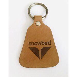 Vintage Snowbird Leather Keychain Advertising Ski Resort Utah Key Fob